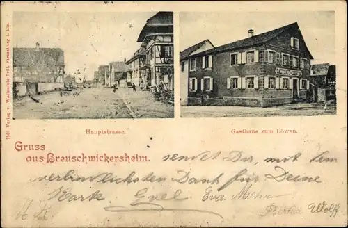 Ak Breuschwickersheim Elsass Bas Rhin, Hauptstraße, Gasthaus zum Löwen 