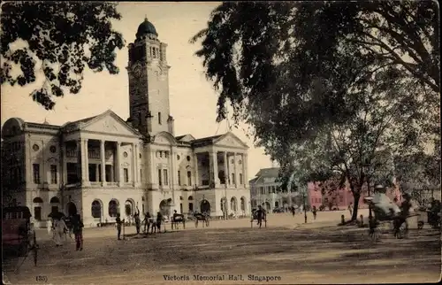 Ak Singapur, Victoria Memorial Hall, Straßenpartie