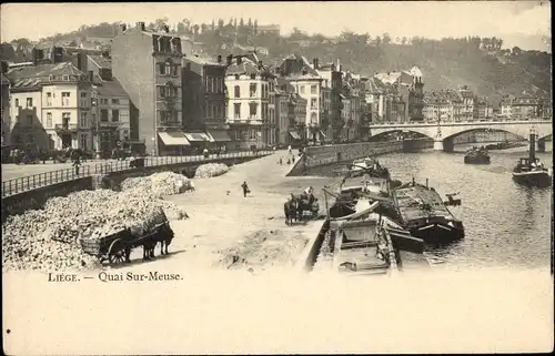 Ak Liège Lüttich Wallonien, Quai sur Meuse