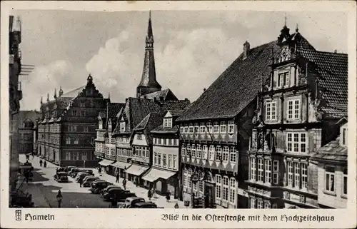 Ak Hameln in Niedersachsen, Blick in die Osterstraße mit dem Hochzeitshaus