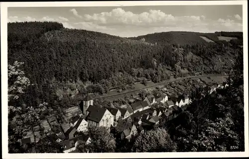 Ak Ziegenrück am Schiefergebirge Thüringen, Panorama vom Ort, Wald, Blick v. d. Schwedenschanze
