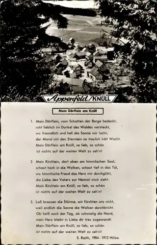 Ak Appenfeld Knüllwald in Hessen, Teilansicht vom Dorf, Gedicht Mein Dörflein am Knüll, S. Raith