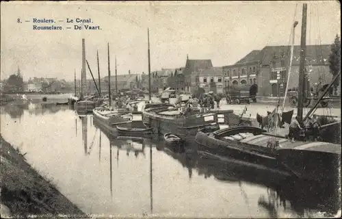 Ak Roeselare Westflandern, Le Canal, De Vaart