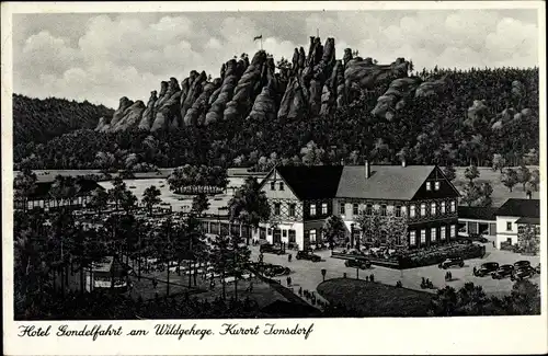 Ak Jonsdorf in Sachsen, Hotel Gondelfahrt am Wildgehege, Inhaber M. Schwerdtner