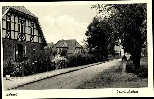 Ak Schweringhausen Ehrenburg in Niedersachsen, Dorfstraße, Fachwerkhaus