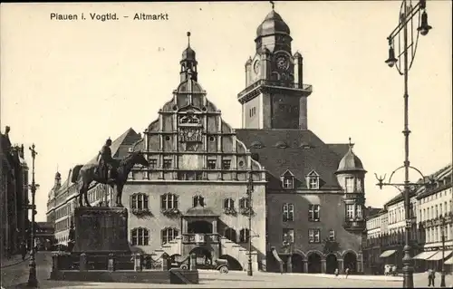 Ak Plauen im Vogtland, Partie am Altmarkt, Kaiser Denkmal