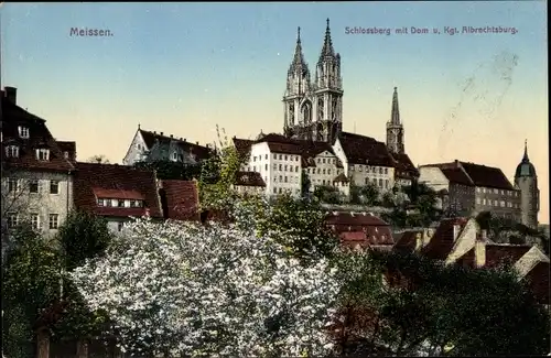 Ak Meißen in Sachsen, Schlossberg mit Dom und kgl. Albrechtsburg