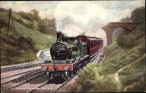 Künstler Ak Glasgow Express, G&SWR, Schottischer Schnellzug, Dampflokomotive, Tuck No. 9150