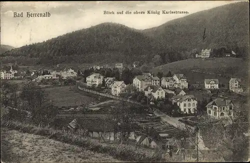 Ak Bad Herrenalb im Schwarzwald, Blick auf die obere Karlsstraße, Totalansicht
