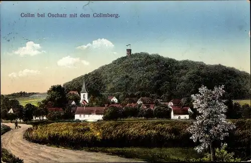 Ak Collm Wermsdorf Nordsachsen, Totalansicht vom Ort, Collmberg mit Turm