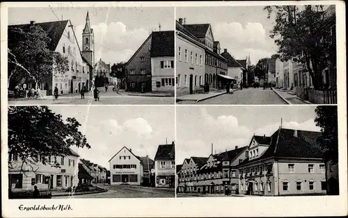 Ak Ergoldsbach in Niederbayern, G. Hans Scharrer, Kirche, Gasthaus, Straßenpartie, Wohnhäuser