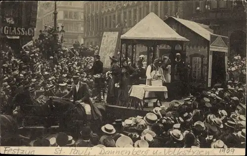 Ak Hamburg Mitte St. Pauli, 16. Deutsches Bundesschießen 1909, Festzug, Dannenberg, Volkstypen