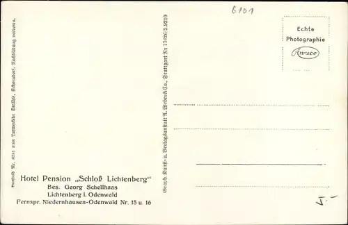 Ak Lichtenberg Fischbachtal in Hessen, Fliegeraufnahme vom Ort, Schloss