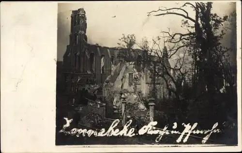 Foto Ak Zonnebeke Westflandern, Zerstörte Kirche und Pfarrhaus, I. WK