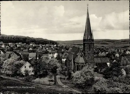 Ak Wilsenroth Dornburg in Hessen, Totalansicht vom Ort, Kirche