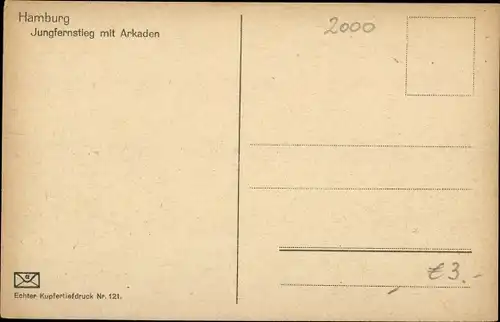 Ak Hamburg Altstadt, Jungfernstieg mit Arkaden, Kutschen, Straßenbahn, Wohnhäuser 