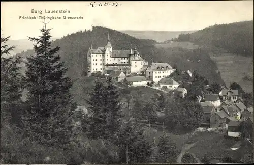 Ak Lauenstein Ludwigsstadt in Oberfranken, Burg, Wald, Berg