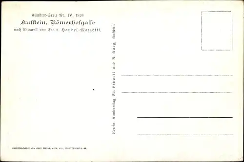 Künstler Ak v. Handel Mazzetti, Edo, Kufstein in Tirol, Römerhofgasse, Weinstube, Gasthaus