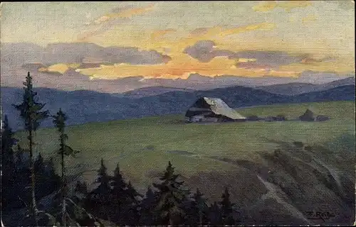 Künstler Ak Reiss, Fritz, Sommer im Schwarzwald, Landschaft mit einem Schwarzwaldhaus