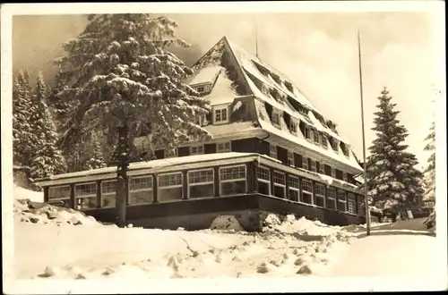 Ak Feldberg im Schwarzwald, Hotel Hebelhof, Inh. G. Schlager, Winterpartie