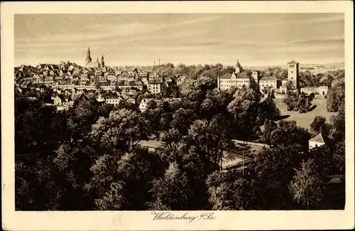 Ak Waldenburg in Sachsen, Panorama der Ortschaft, Blick über den Fluss