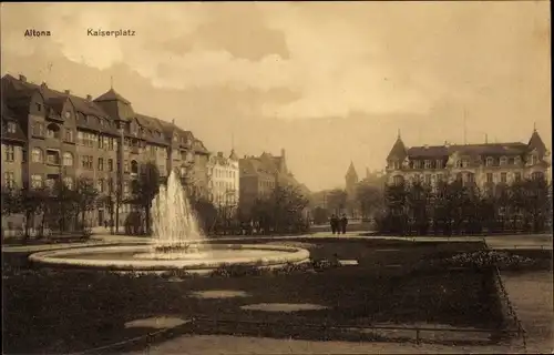 Ak Hamburg Altona, Kaiserplatz mit Brunnen, umliegende Wohnhäuser