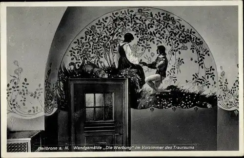 Ak Heilbronn am Neckar, Wandgemälde Die Werbung im Vorzimmer des Trauraums
