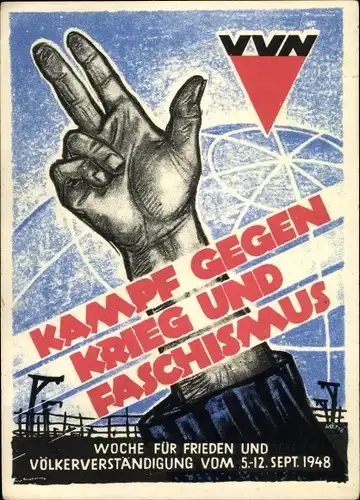 Künstler Ak Kampf gegen Krieg und Faschismus, Völkerverständigung 1948, VVN
