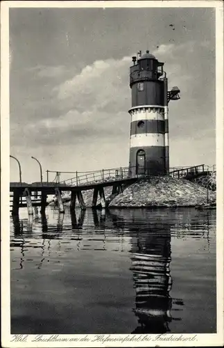 Ak Kiel in Schleswig Holstein, Leuchtturm an der Hafeneinfahrt bei Friedrichsort