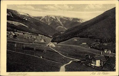 Ak Svatý Petr Sankt Peter Spindlermühle Riesengebirge Reg. Königgrätz, Panorama vom Ort