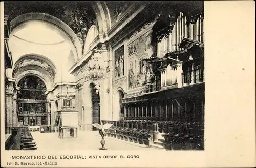 Ak San Lorenzo de El Escorial in der Provinz Madrid, Monasterio, vista desde el Coro