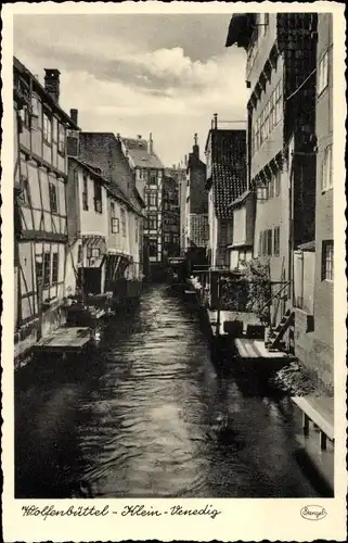 Ak Wolfenbüttel in Niedersachsen, Klein Venedig, Wohnhäuser am Kanal
