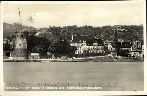 Ak Rhens am Rhein, Hotel Königstuhl, Nebenhaus Wackelburg