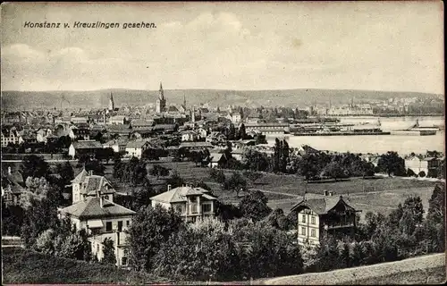 Ak Konstanz am Bodensee, Panorama vom Ort von Kreuzlingen aus gesehen