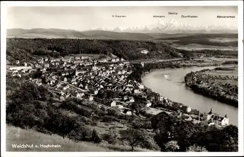 Ak Waldshut Tiengen am Hochrhein, Panorama der Ortschaft mit Blick zum Altmann