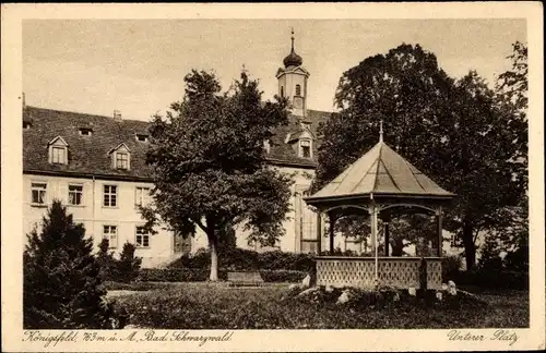 Ak Königsfeld im Schwarzwald Baar Kreis, Unterer Platz, Pavillon, Kirchturm