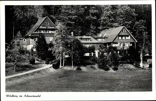 Ak Wildberg Schwarzwald, Blick auf Haus Saron, Wald und Wiese