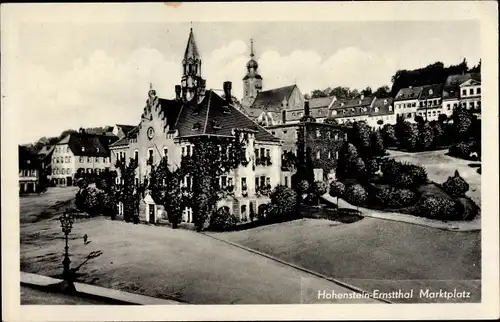 Ak Hohenstein Ernstthal in Sachsen, Marktplatz mit altem Haus