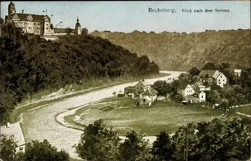 Ak Rochsburg Lunzenau in Sachsen, Panoramaansicht, Blick nach dem Schloss