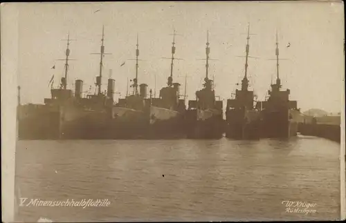 Ak Deutsche Kriegsschiffe, V. Minensuch Halbflottille