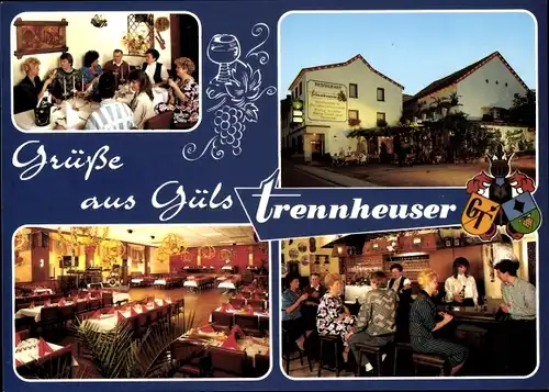 Ak Güls Koblenz Rheinland Pfalz, Restaurant Gaststätte, Wappen, Außenansicht, Inneres, Gäste, Bar
