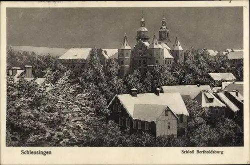 Ak Schleusingen in Thüringen, Schloss Bertholdsburg, Winter