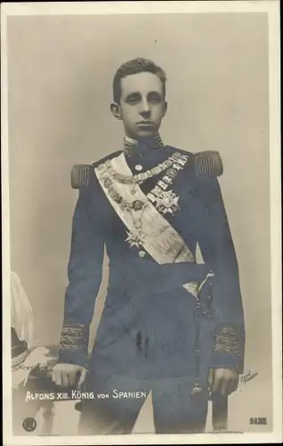 Ak König Alfons XIII. von Spanien, El Rey Alfonso XIII., Uniform, Orden, RPH 5132