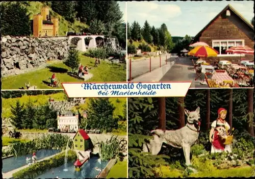 Ak Marienheide in Nordrhein Westfalen, Märchenwald Gogarten, Zwerge, Rotkäppchen, Wasserspiele