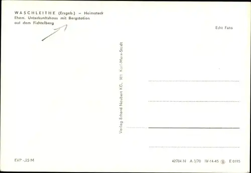 Ak Waschleithe Grünhain Beierfeld, Heimateck, ehem. Unterkunftshaus m. Bergstation, Fichtelberg