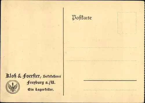 Ak Freyburg an der Unstrut Sachsen Anhalt, Kloß & Foerster Sektkellerei, Lagerkeller