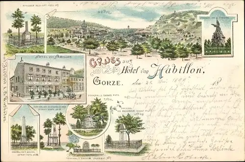 Litho Gorze Lothringen Moselle, Hotel von Habillon, Denkmäler