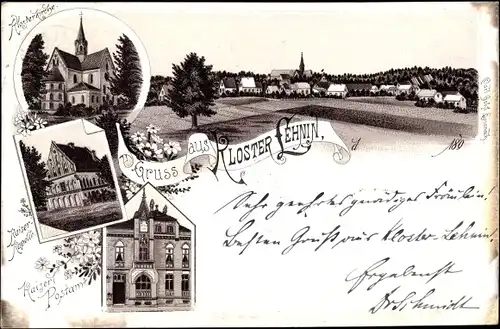 Litho Kloster Lehnin in Brandenburg, Klosterkirche, Kaiserkapelle, Postamt