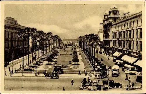 Ak Alexandria Ägypten, Saad Zaghloul Pasha Square, Platz, Parkanlage, Autobusse