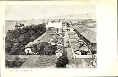 Ak Port Tewfik Suez Ägypten, Blick über die Dächer der Stadt, Suezkanal